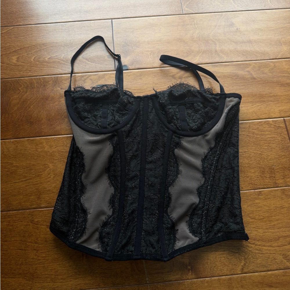 Urban Outfitters Black Lace Bustier Corset Top